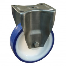 BOKWIEL 100MM SERIE 27 -- 30 BLAUW TPU RVS GAFFEL/HUIS